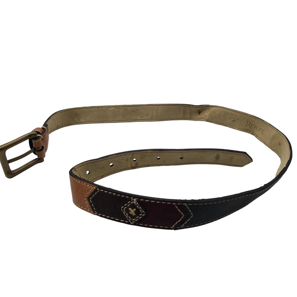 Rolfs Womens Medium Brown Leather Fashion Belt Argyle Buckle